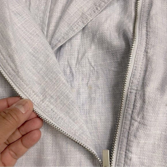 LOFT Pale Blue Linen
Asymmetric Zipper Moto
Jacket Women's L - Picture 13 of 15